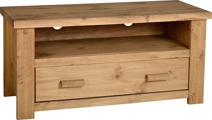 Tortilla 1 Drawer Pine Flat Screen TV Unit